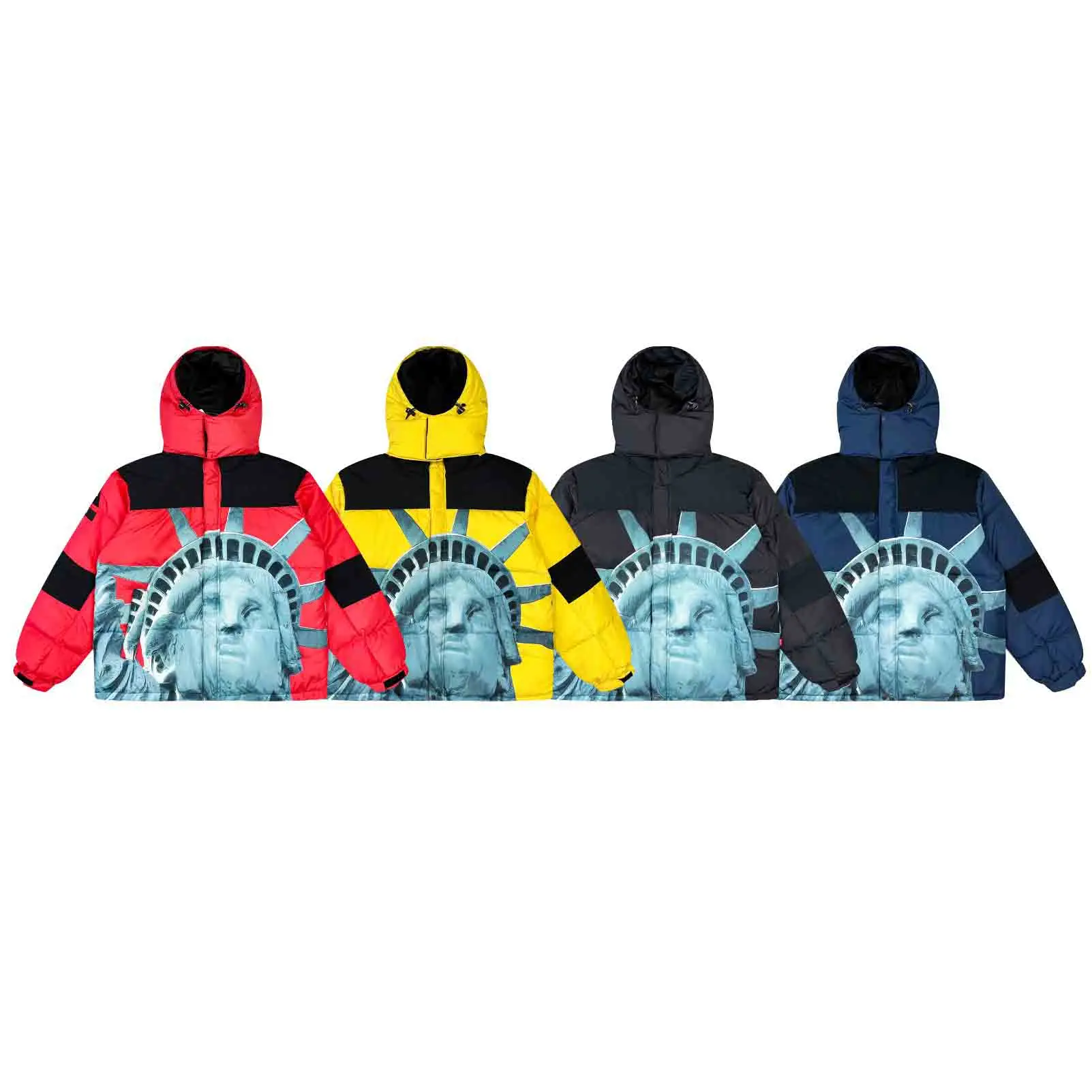 

Best Version Statue of Liberty Printed Logo Embroidery Women Men Winter Down Jacket Men Thick Duck Down Jacket Coat
