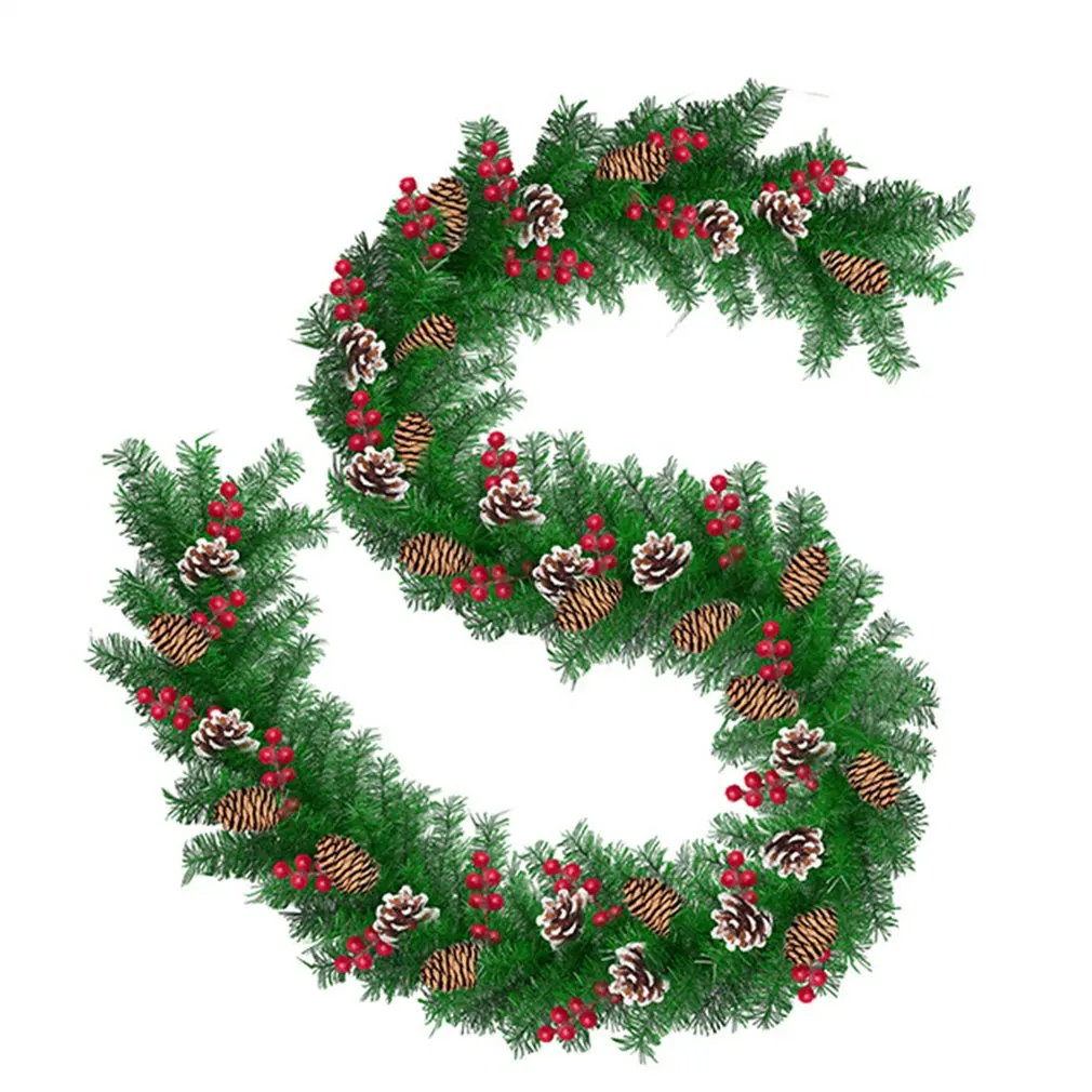 

2.7M Christmas Wreath Garland Decoration Rattan Garlands Decorative Green Artificial Xmas Tree Rattan Banner