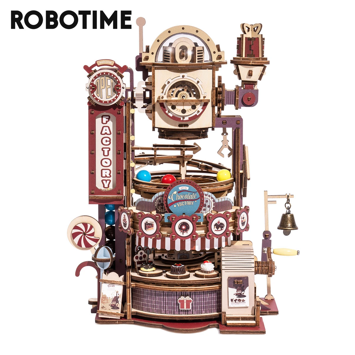 Robotime ROKR Marble Chocolate Factory 3D Wooden Puzzle Games Assembly Model Building Toys for Children Kids Adult Birthday Gift