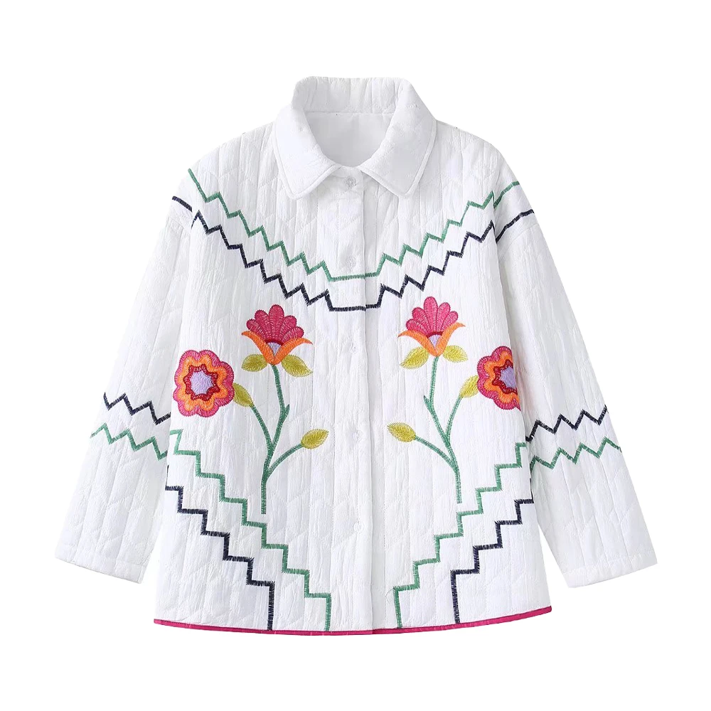 

Women's 2022 Fashion New Embroidered Loose Shirt Jacket Casual Chic Temperament Female Elegant Long Sleeve Jacket Mujer