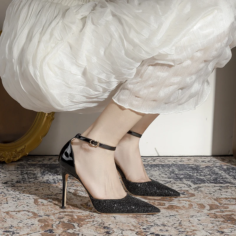 2023 Summer Brand Women's High Heels Shiny Women's Sandals Sexy Party Women's Pumps High Quality Comfortable Wedding Shoes