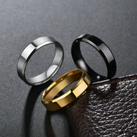high quality 6mm stainless steel ring for women men fashion gold color finger rings wedding band jewelry gift