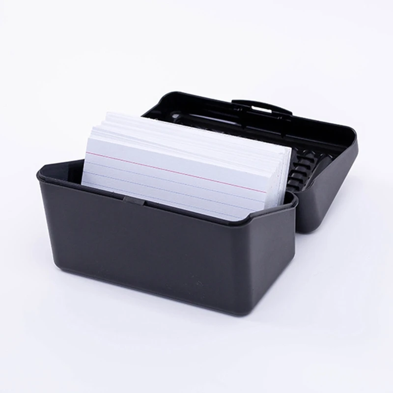 

Business Card Holder with Lid Plastic Name Card Organizer Box Holds Up 300 Cards for 3X5Inches Name Cards Index Cards