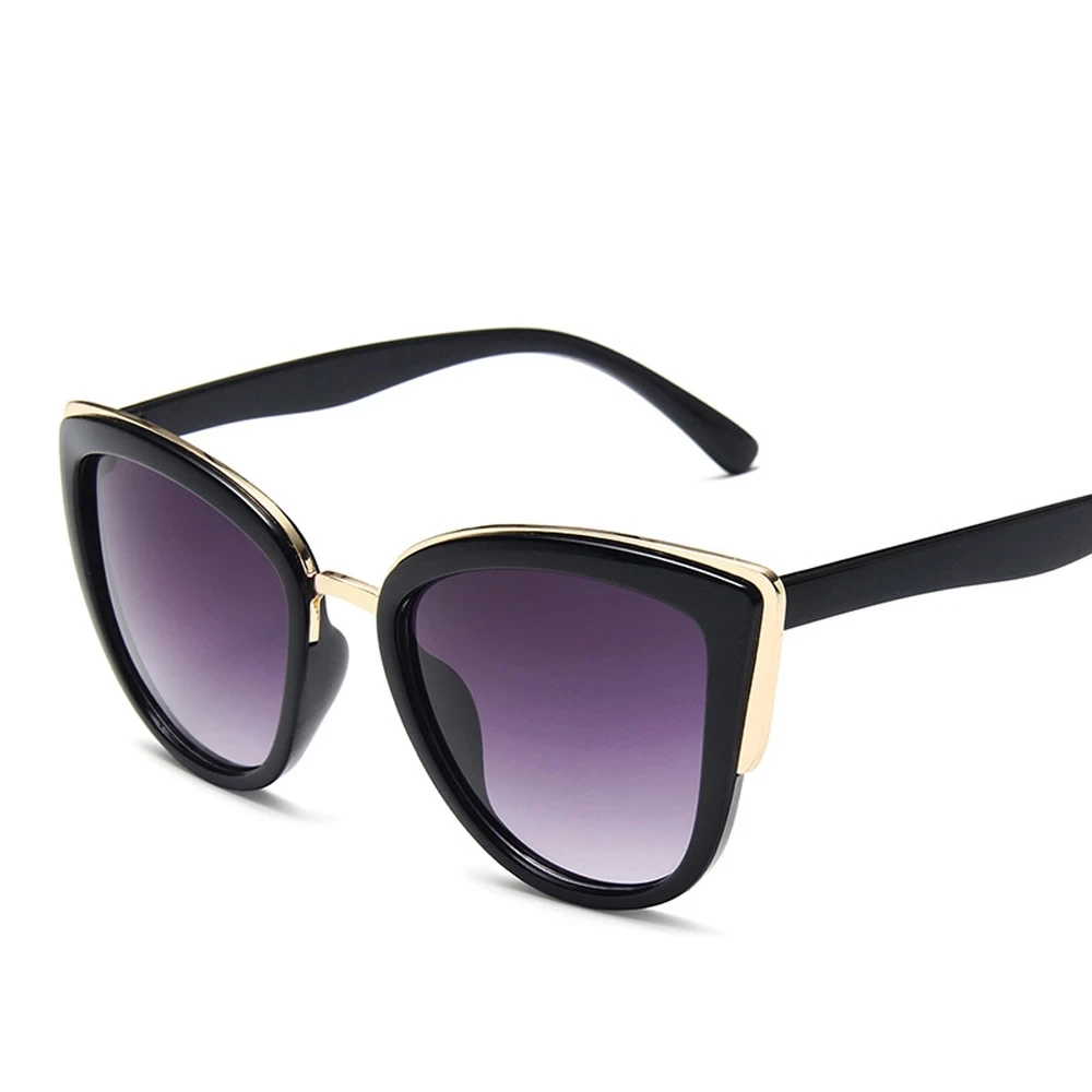 

Солнцезащитные очки «кошачий глаз» для женщин, винтажные зеркальные аксессуары в круглой металлической оправе с градиентом, Ретро стиль, UV400