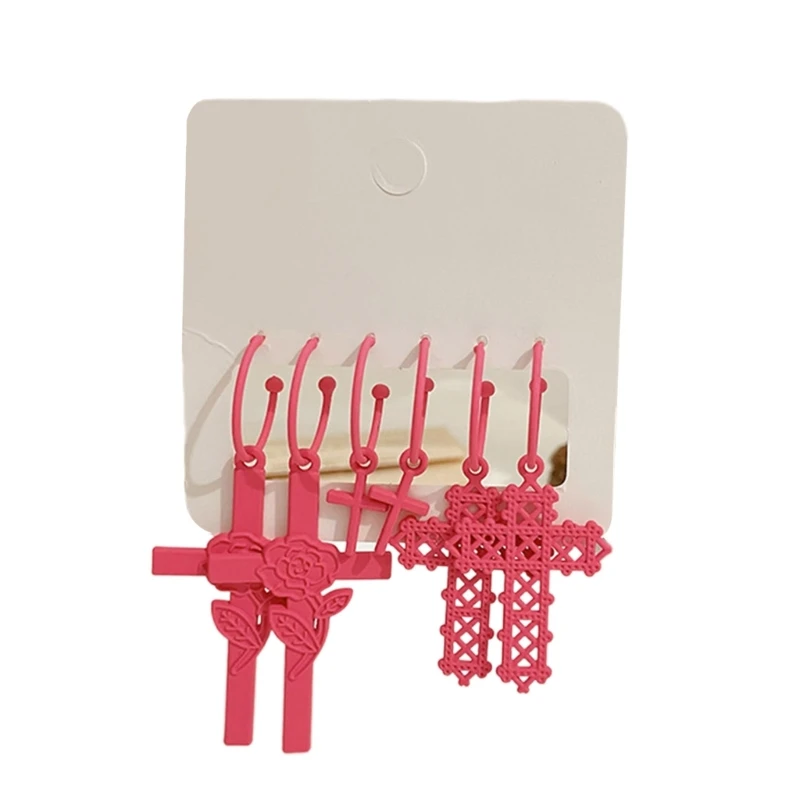 

Rose Red Gothic Earrings Metal Jewelry Accessories Party Gift for Women