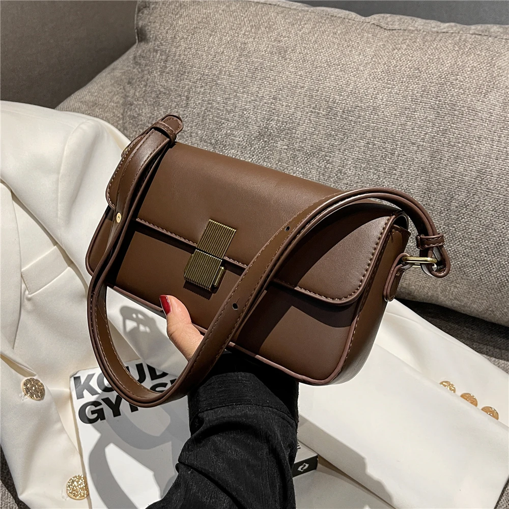 

Burminsa Vintage Small Crossbody Bags For Women 2022 Trend Designer Flap Purse Underarm Shoulder Bag PU Leather Ladies Handbags