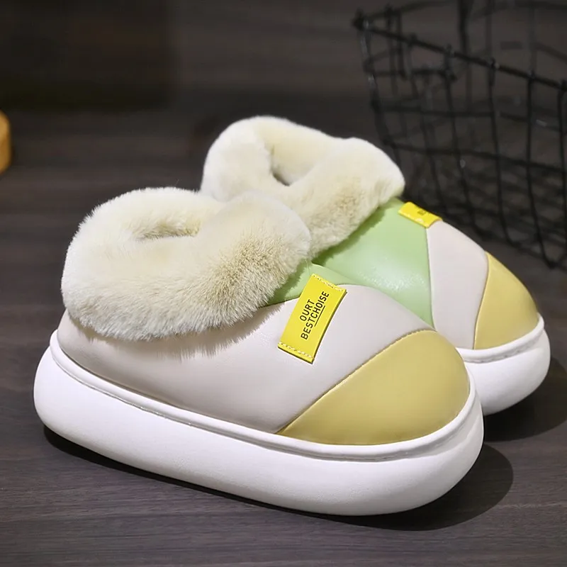 Теплые пушистые женские зимние ботинки 2023 Утепленная обувь на каблуке и хлопке