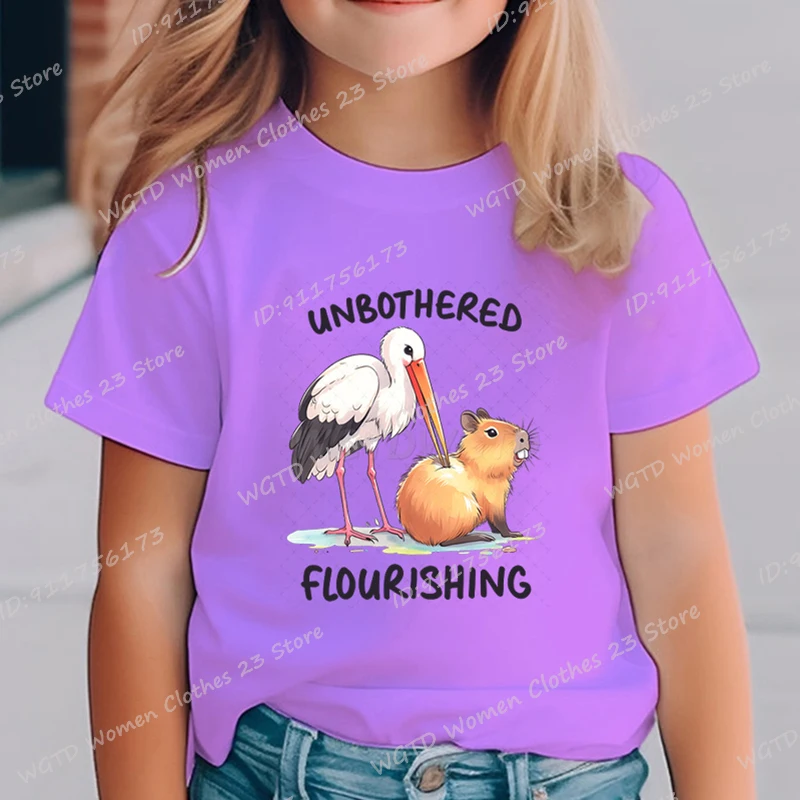 Футболка с принтом Capybare White Crane Unbothered Flourishing летние модные повседневные топы