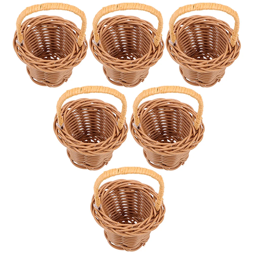 

Basket Flower Decorative Mini Fruit Petal Rattan Gifts Camping Rim Braided Organizer Bread Organizing Woven Vintage Picnic