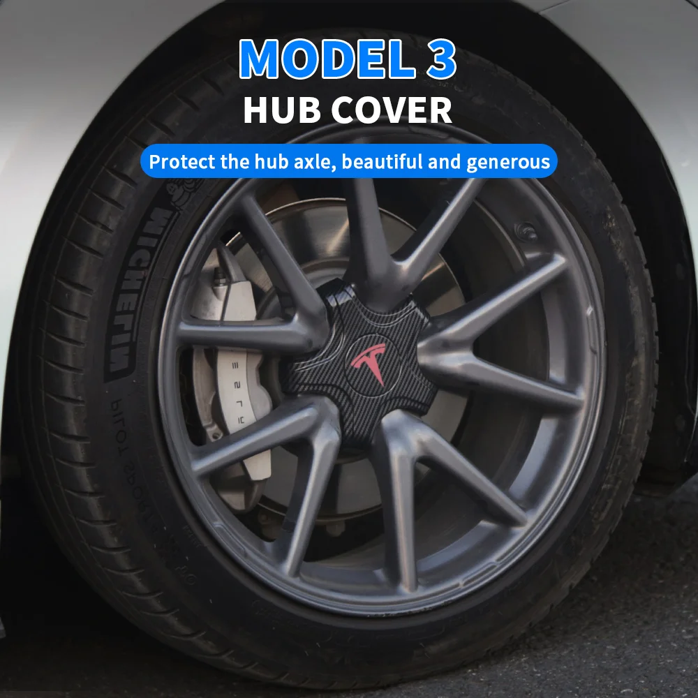 

4 шт., колпачки на ступицу колеса из углеродного волокна для Tesla Model 3 2017-2020 2021