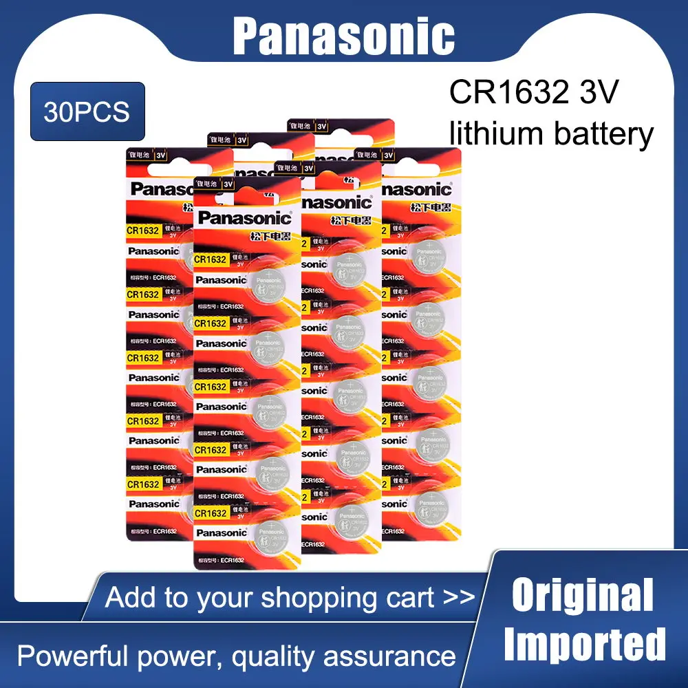 

30PCS Original Panasonic CR1632 1632 ECR1632 DL1632 BR1632 3V Lithium Battery For Watch Clock Remote Control Button Coin Cell