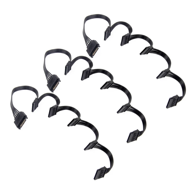 

3-х 15-контактный кабель SATA для жесткого диска, кабель-разветвитель с 1 штекера на 5 разъемов питания, кабель-адаптер для DIY ПК Sever