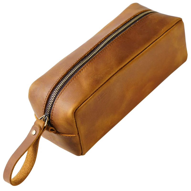 

Big Genuine Leather Pencil Case Zipper Cowhide Pencilcase Writing Materials Pen Holder Organizer Pouch School Office Supplies