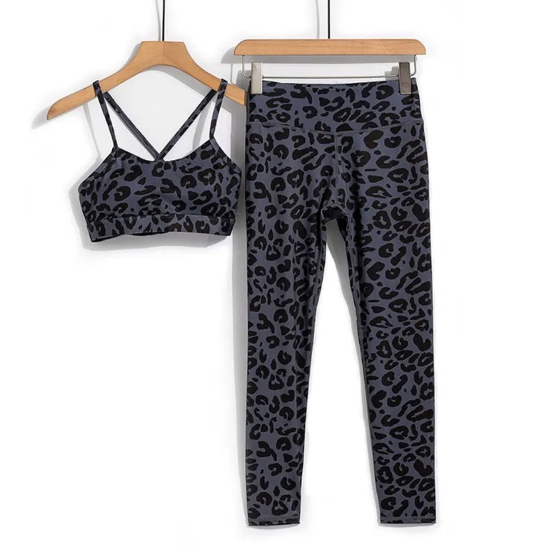 Комплект из 2 предметов с леопардовым принтом женский спортивный костюм для