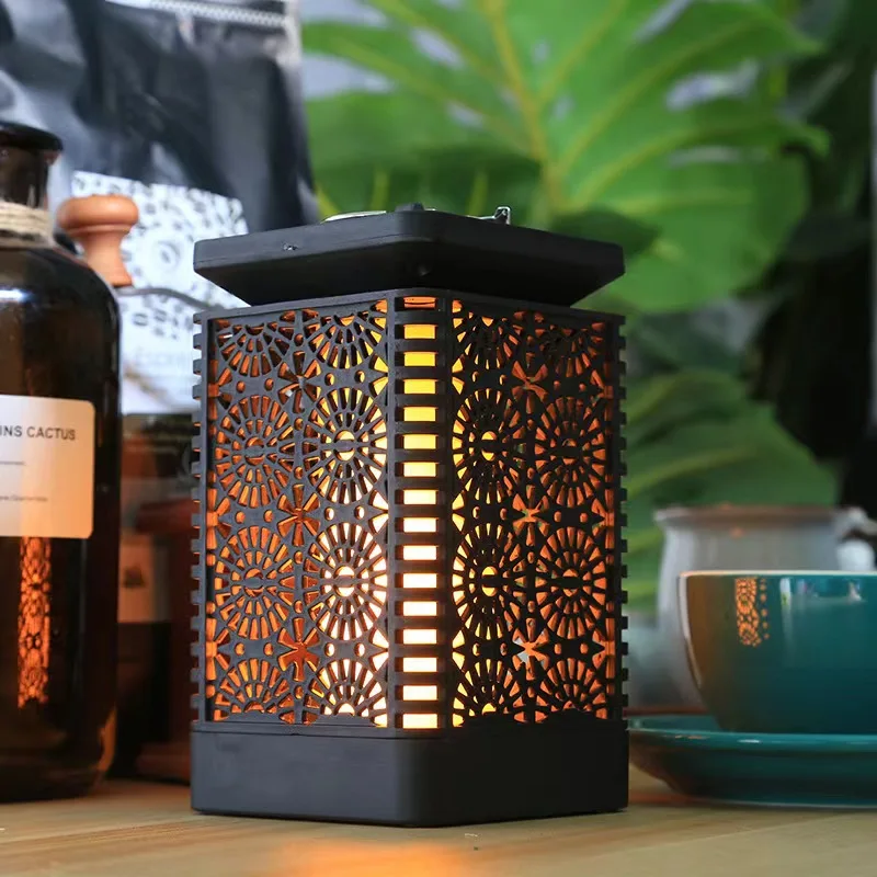 Наружный солнечный квадратный светильник с пламенем для двора