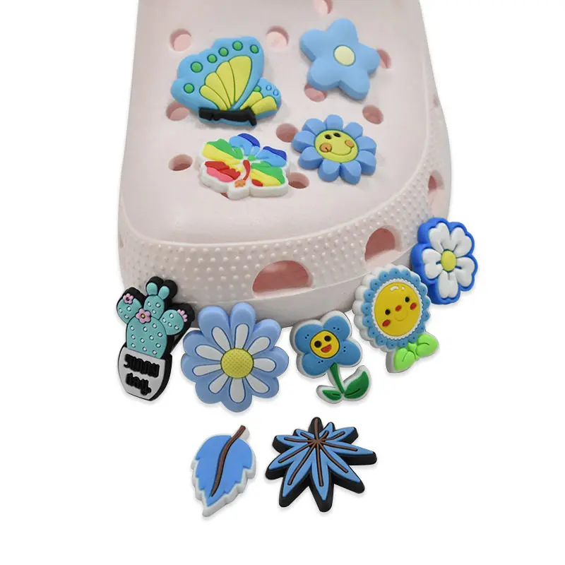 

1pcs Floral Plants Cactus Croc Charms PVC Shoe Charms Shoe Buckles Accessories Fit Bands Bracelets JIBZ Kids Party X-mas Gifts