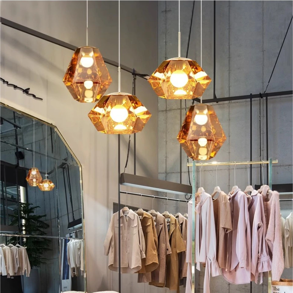 

Современная стеклянная Подвесная лампа в скандинавском стиле-роскошное украшение для столовой, кафе, бара, задний светильник для гостиной, кухни