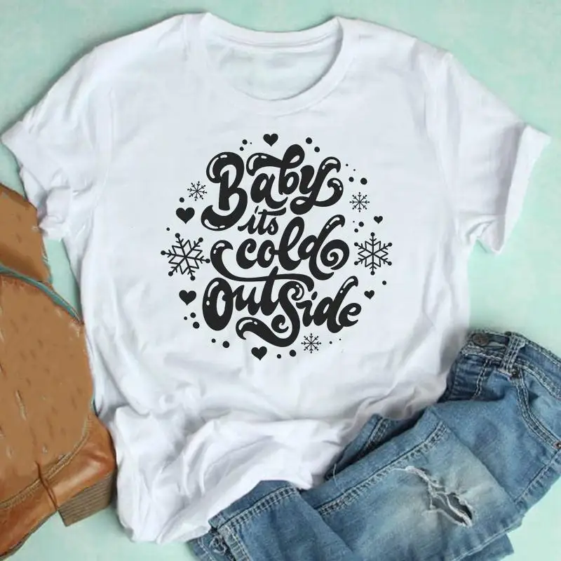 

Женская зимняя футболка в виде снежинки с надписью веселого Рождества