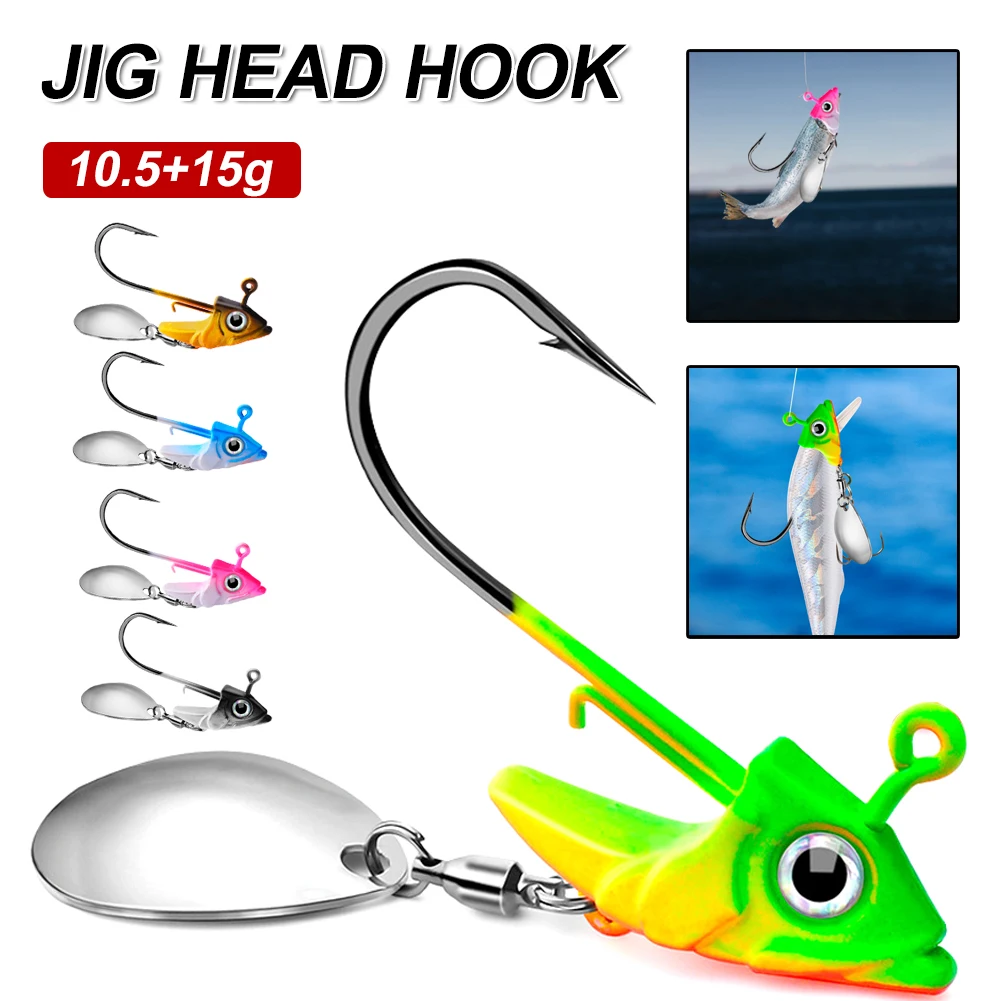 

Fishing Lure Jig Head Hooks 10.5g+15g Hook Fishing Lures Soft Bait Jig Metal Sea Fishing For Worm Bait Fishing Tackle