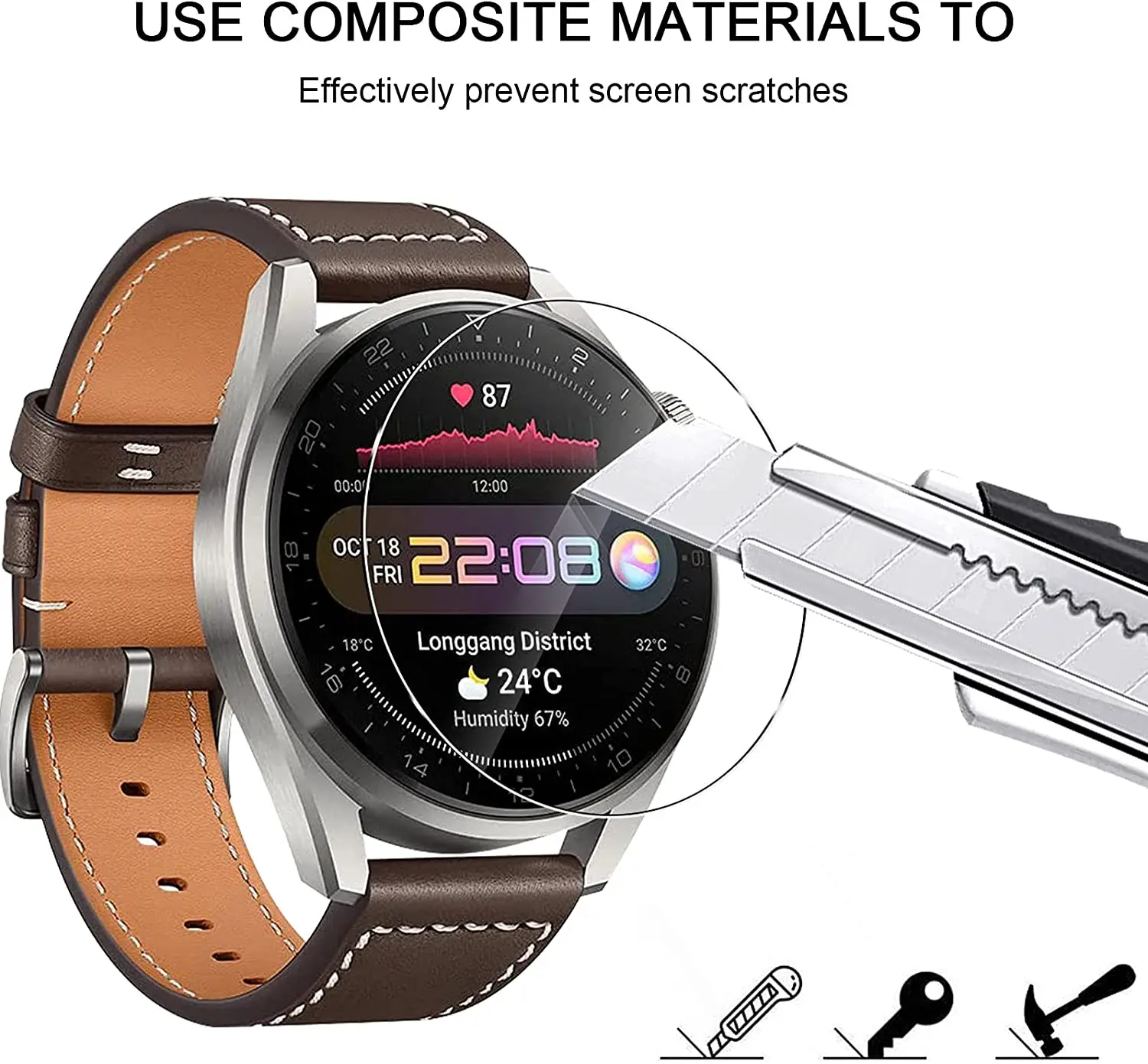 Защитная Пленка Из Закаленного Стекла Huawei Watch 3 Pro Устойчивый К Царапинам