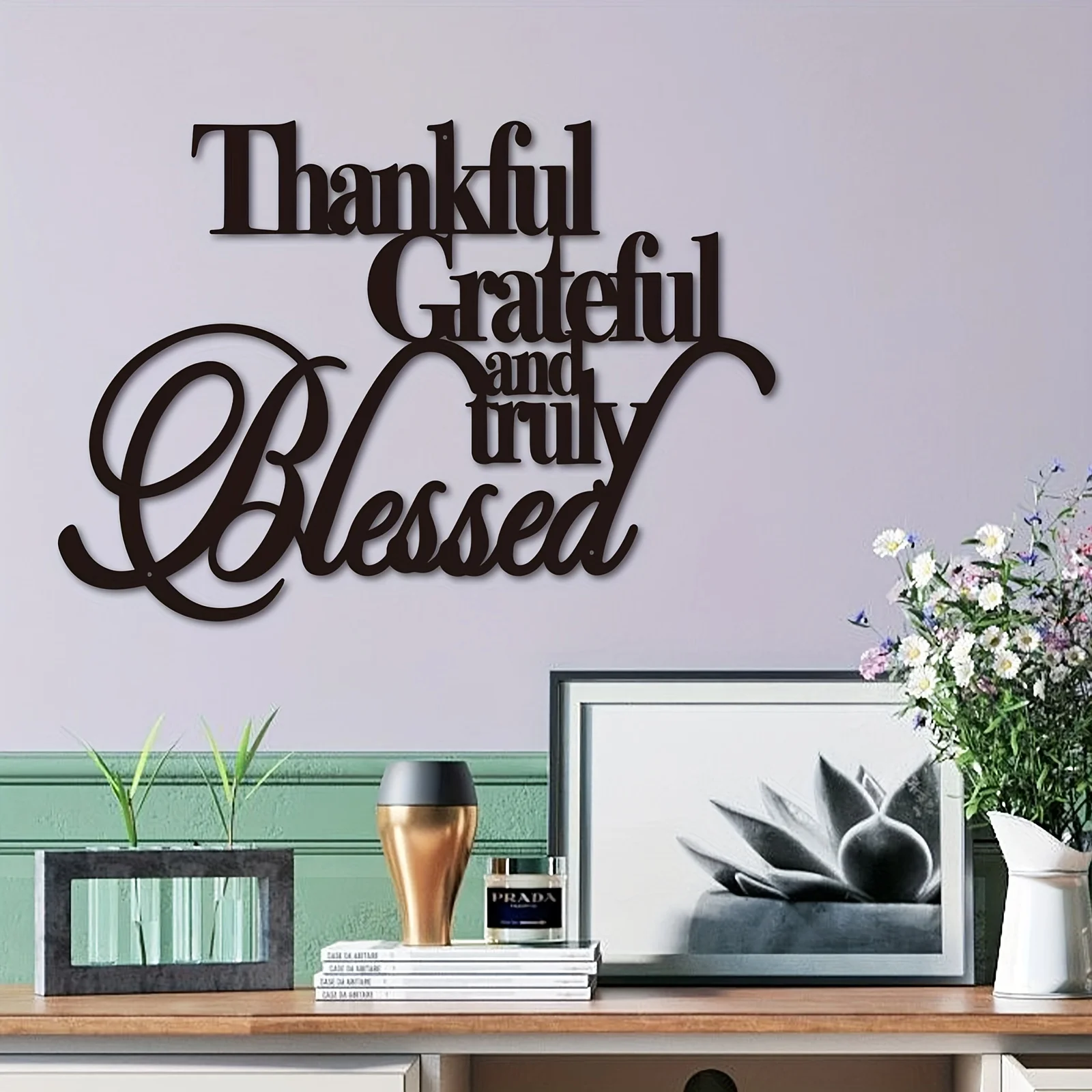 

1pc, Thankful Grateful And Truly Blessed Metal Sign, Personalized Wall Decor, Metal Wall Art, Wall Signs For Office Room Home De