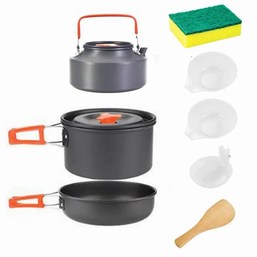 

Camping Cookware Kit Outdoor Pot Pan Kettle Portable Cookware Set for Outdoor Cooking Camping Tableware Hiking and Picnic