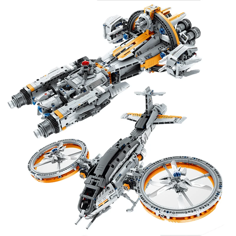 

Высокотехнологичный космический корабль, боевой самолет, строительный блок MOC Starfighter, развивающие игрушки для детей, рождественские подарк...