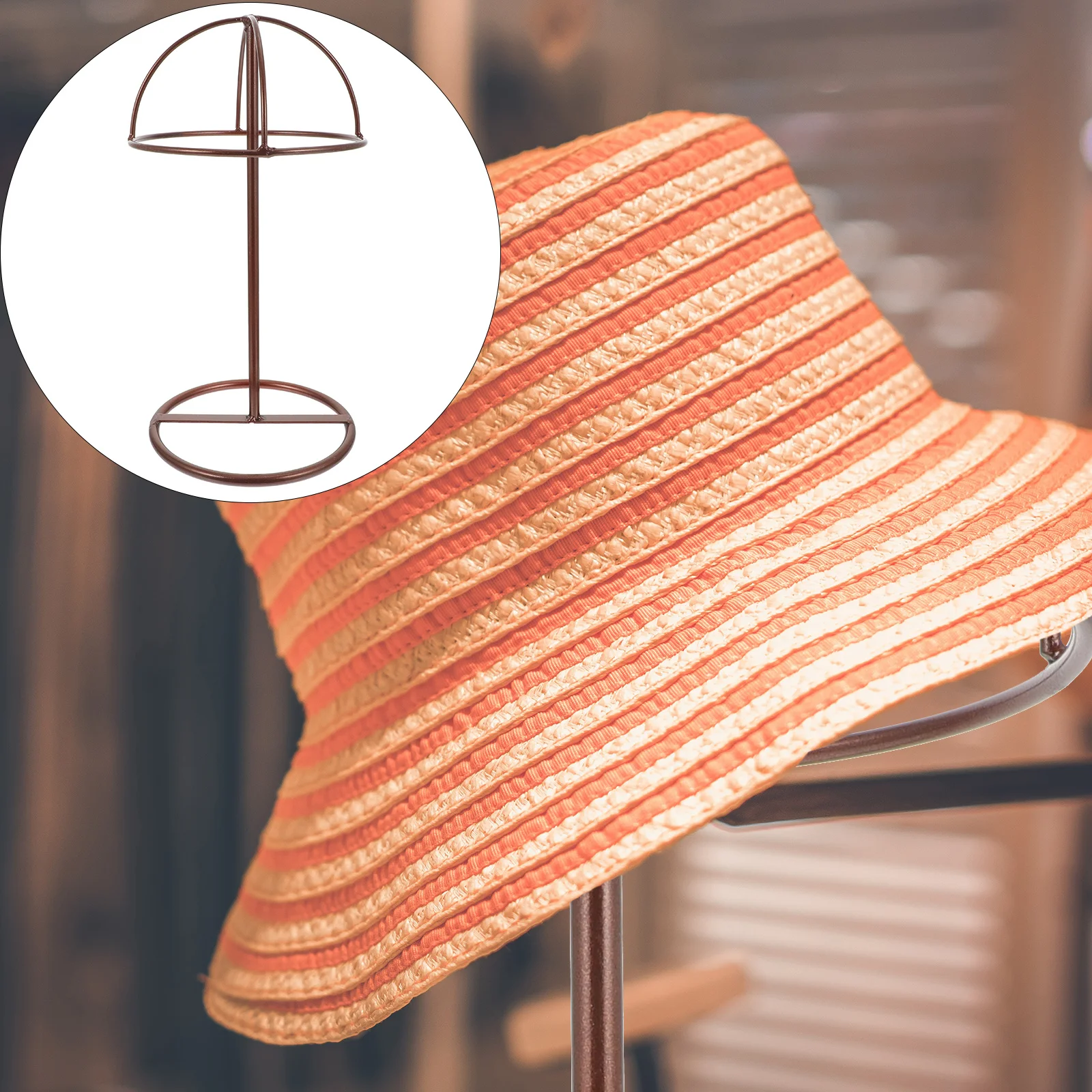 

Hat Display Rack Standing Show Window Store Metal Display Stand Storage Rack Hat Support Rack
