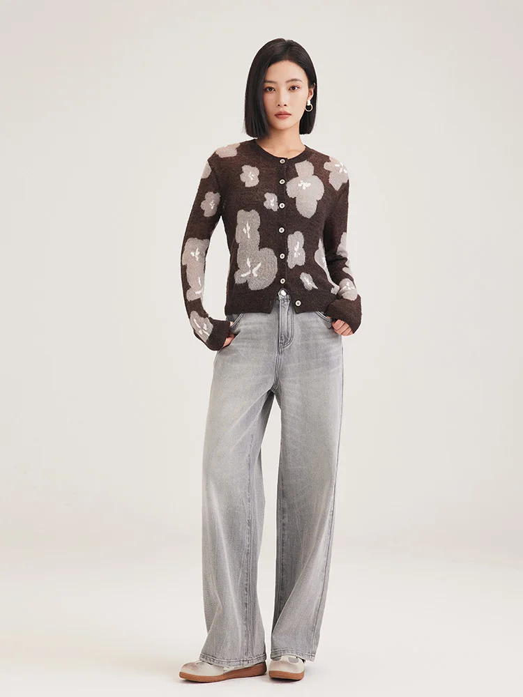 Demmov Высококачественный вязаный кардиган из мохера для женщин новинка зимы 2024