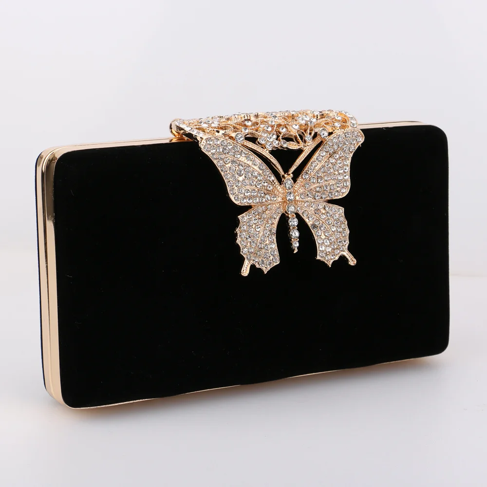 

Women Evening Bags Butterfly Golden Day Clutch Rhinestones Shoulder Chain Party Holdr Handbags For Fashion Lady Purse