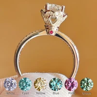 luxury jewelry moissanite ring 1 carat pink blue green white engagement wedding diamond rings for women 925 silver for women