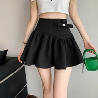 summer pleated mini skirt women high waist ball gown bow shorts skirt elegant casual sweet vintage y2k streetwear harajuku black