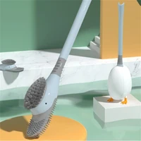 toilet brush for bathroom with base creative duck shape silicone soft bristles brush with holder set home cleaning tools