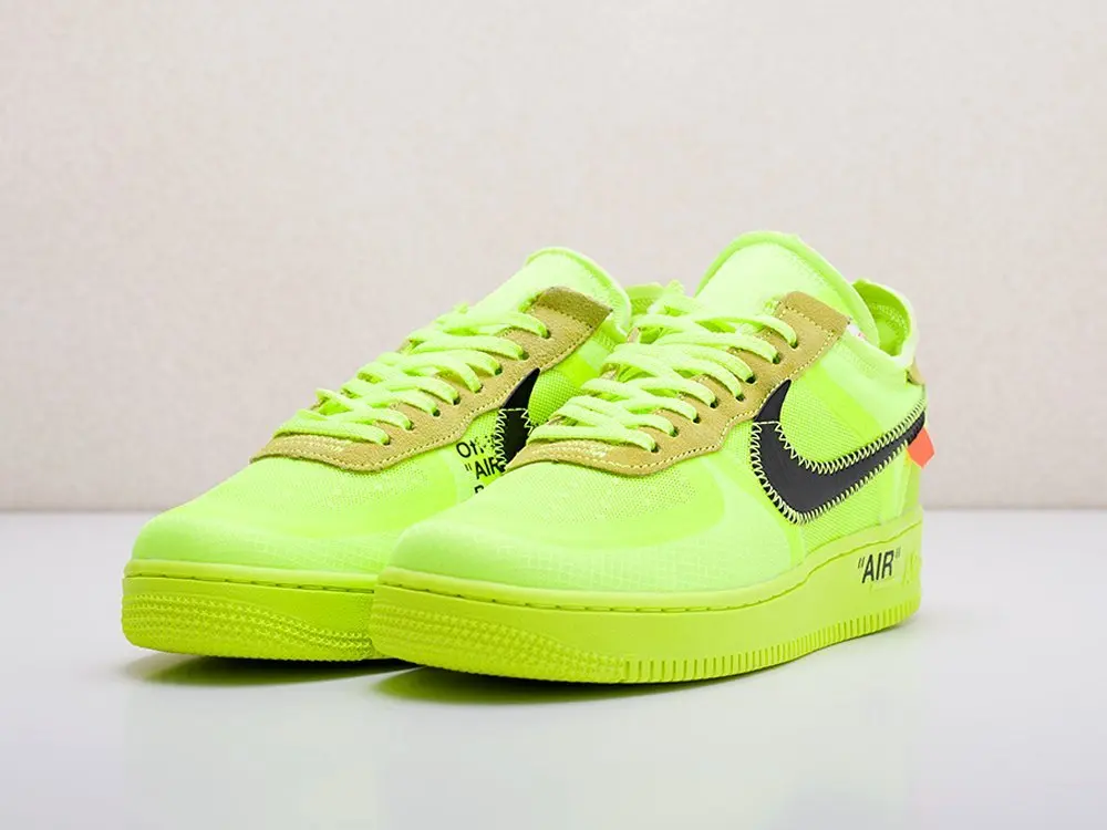 Кроссовки Nike x OFF-White Air Force 1 Low Зеленый Демисезон Мужской | Обувь