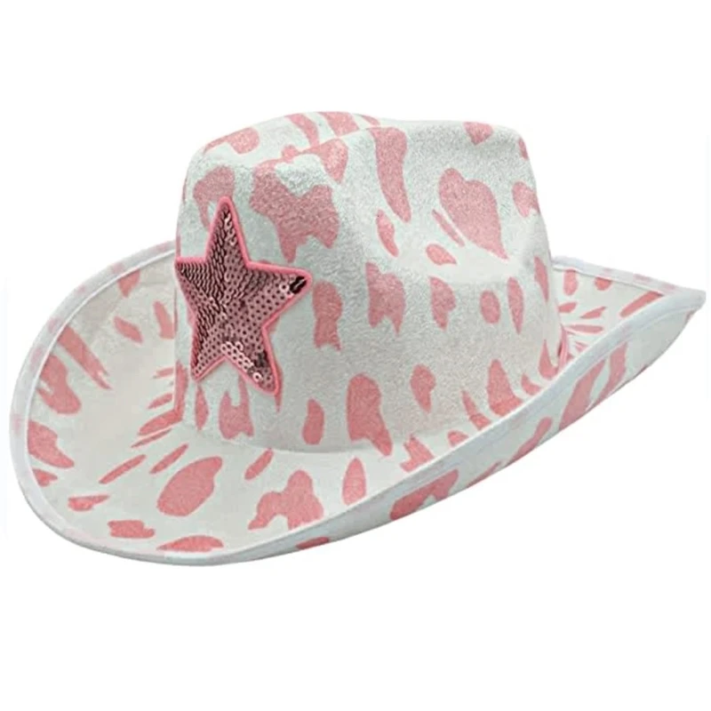 

Новинка 2023, женская розовая шляпа с коровьим принтом, девичник, аксессуары для детей, головной убор для взрослых, Cowgirl, женское платье для дискотеки