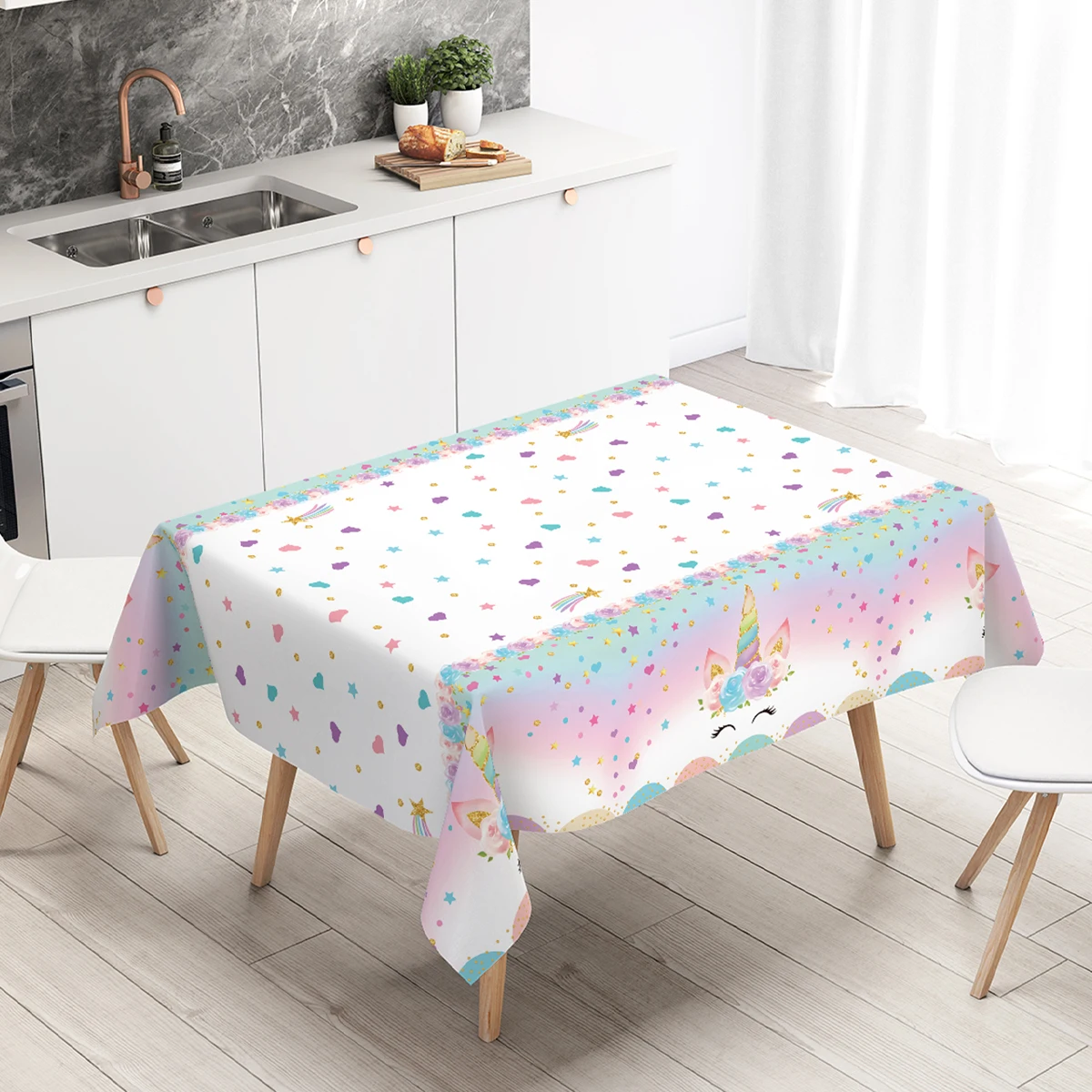 Unicorn Themed Tablecloth Happy Birthday Holiday Party Decorations for Home Table Cover Gender Reveal Baby Shower Supplies