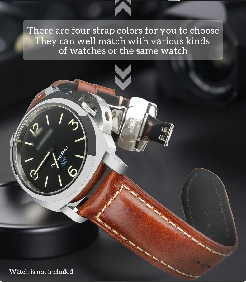 MAIKES Watch Accessories Oil Wax Leather Watch Strap 20mm 22mm 24mm Watch Band For Panerai Seiko Fossil Men Watchband