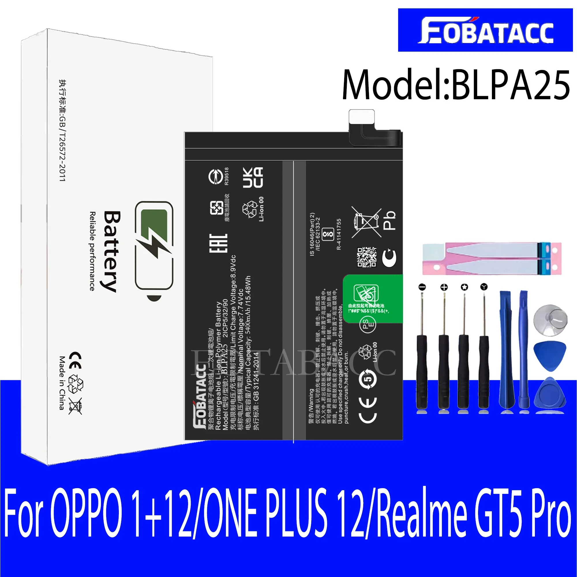 EOTABACC 100% Новый оригинальный аккумулятор BLPA25 для OPPO 1 + 12/ONE PLUS 12/Realme GT5 Pro Аккумулятор