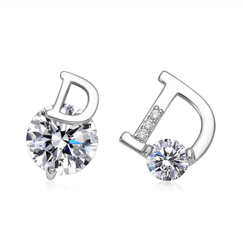 Модные Винтажные серьги-гвоздики с буквой D для женщин модные блестящие