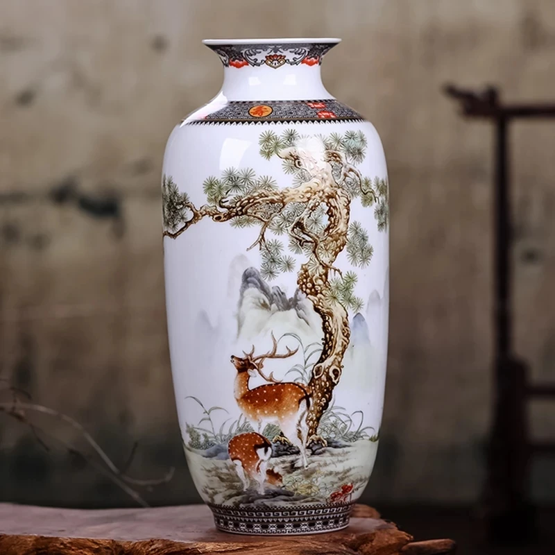 

Керамическая ваза Цзиндэчжэнь в винтажном китайском стиле, тонкая гладкая поверхность, предметы интерьера