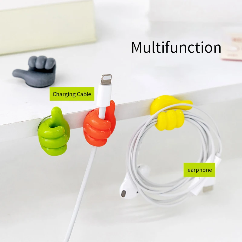 

10pcs Silicone Thumb Wall Hook Cable Management Wire Organizer Desk Set Self-Adhesive Multifunctional Home Storage Holder