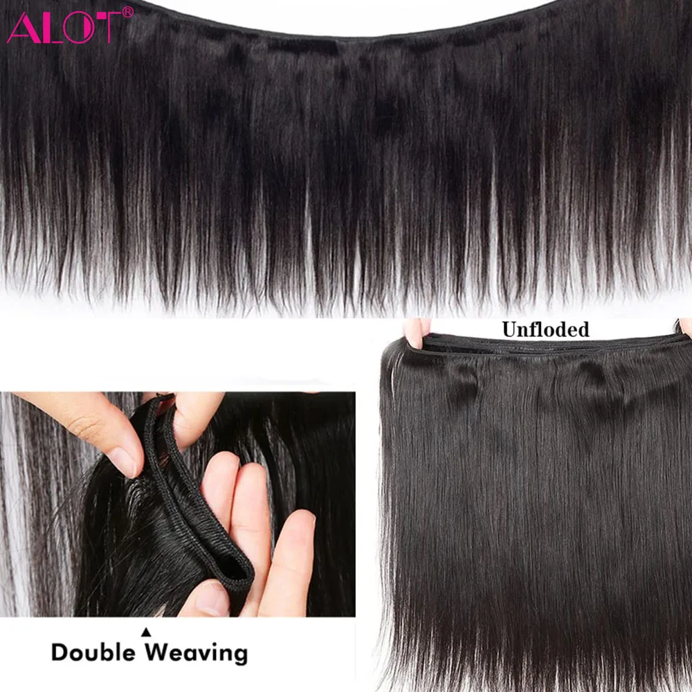 ALOT бразильские прямые человеческие волосы с текстурой Remy Grade 100% объемные