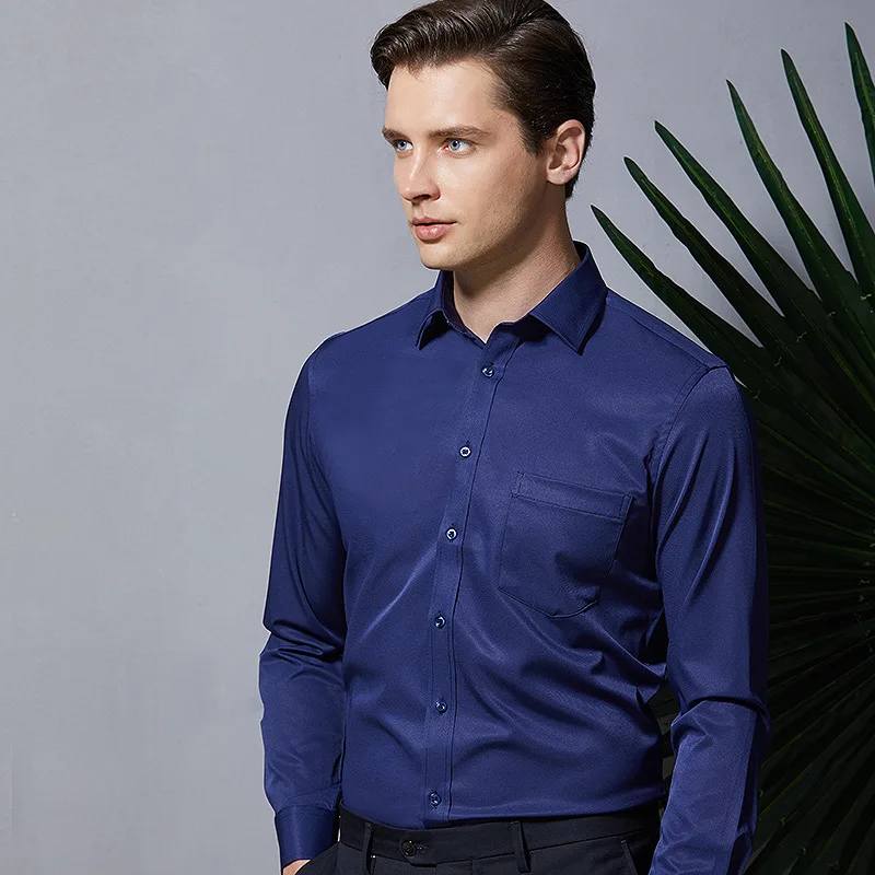 Men Shirt Long Sleeve Stretch Mens Shirts Casual Slim Fit Street Wear Comfortable Breathable Professional Work Shirt Men Dress