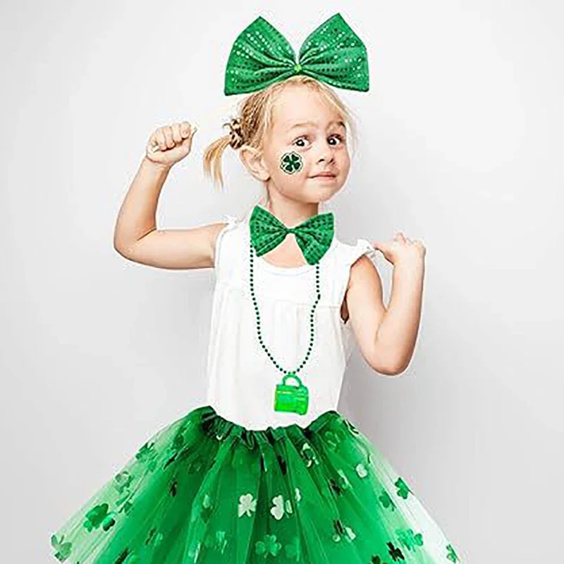 Комплект из 6 предметов зеленая юбка-пачка женские и детские головные уборы носки