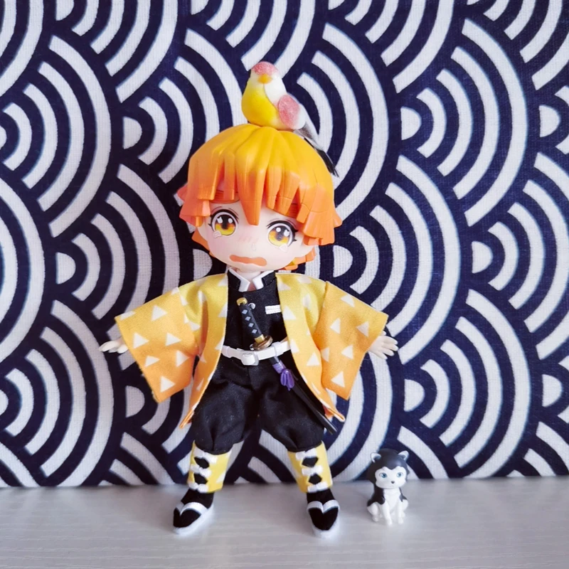 

Аниме рассекающий демонов киметсу no Yaiba Agatsuma Zenitsu OB11 кукольная одежда материал для фотографий реквизит для косплея