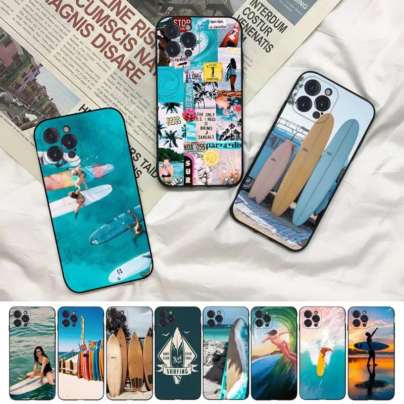 

Summer surfboard surfing Phone Case For iPhone 8 7 6 6S Plus X SE 2020 XR XS 14 11 12 13 Mini Pro Max Mobile Case