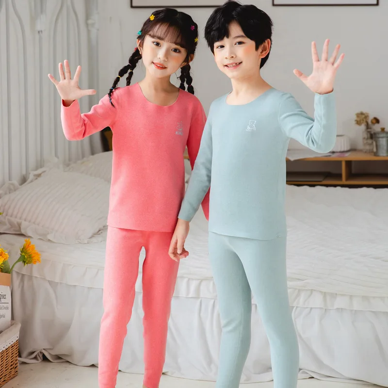 Toshiro Thermal Underwear Children Long Johns Set Seamless Underwear for Boys Girls Homewear Autumn Winter Soild Kids Clothes