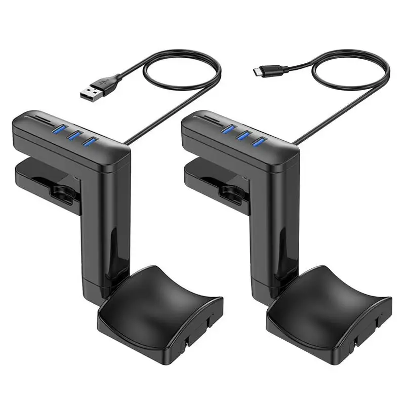 

Headphone Hanger Headphone Desk Hook 360 Rotatable Controller And Headset Stand With 3 USB Port Desk Clip Hook