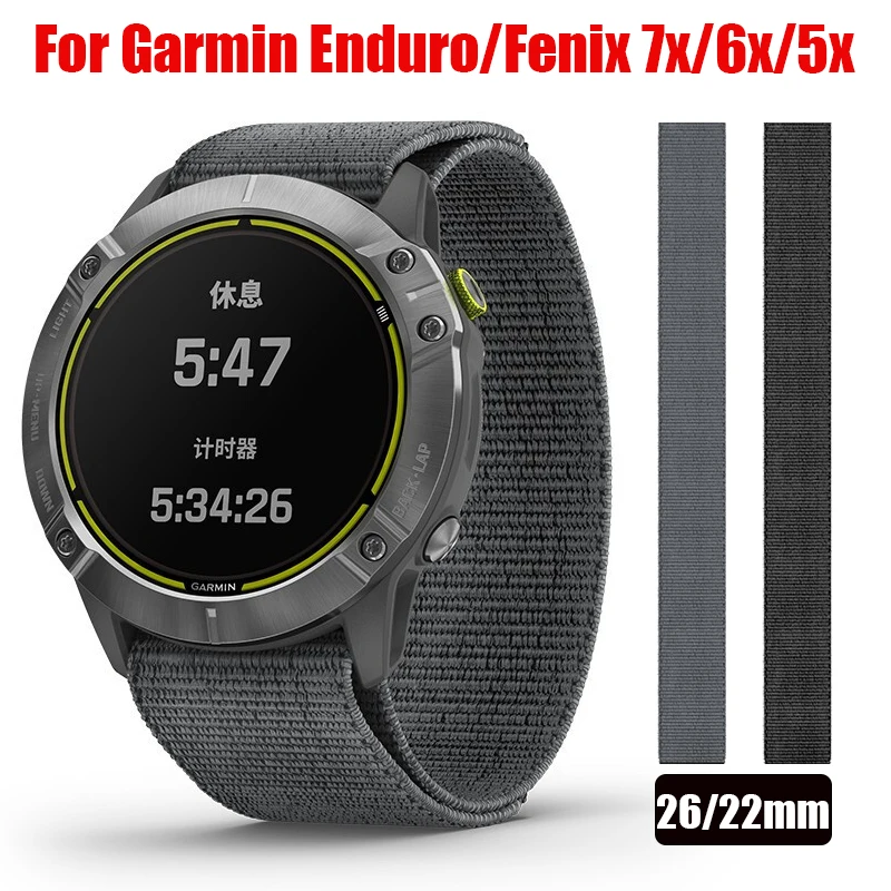 

New Hook Loop Nylon Bracelet For Garmin Enduro Watch Band Fenix 6 6X Pro GPS Sapphire/Fenix 5 5X Plus/Fenix 7 7X 26mm 22mm Strap