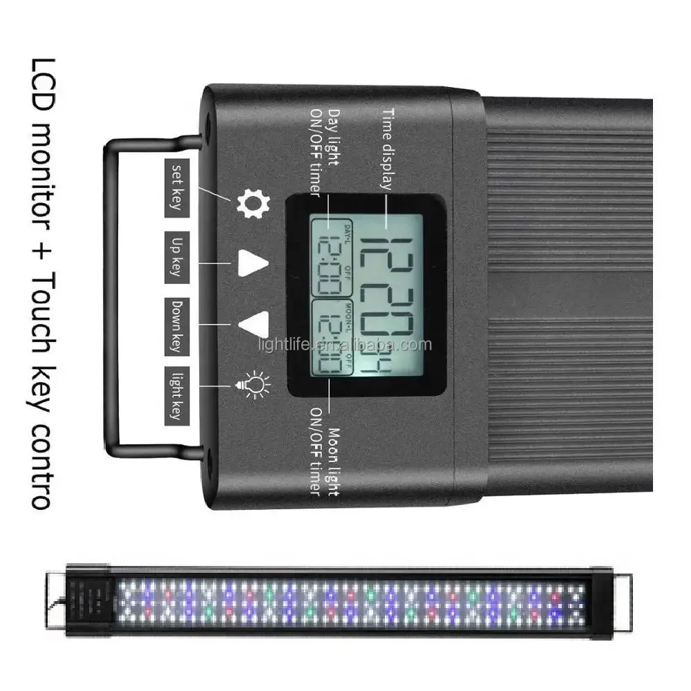 Алюминиевый полноспектральный LCD светильник для аквариума 12-55 дюймов